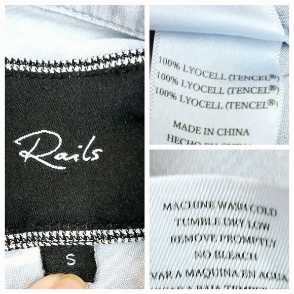 Rails SZ S Carter Chambray Denim Button Down White Lightening Bolts Lyocell - Picture 5 of 5